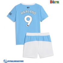Fotballdrakt Barn Manchester City Erling Haaland #9 Hjemmedraktsett 2025-26 Kortermet (+ Korte bukser)